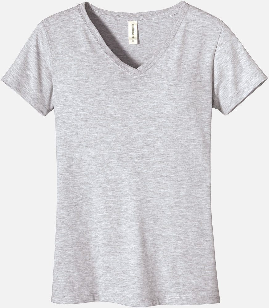 Women's Jack Fox Backer V-Neck T-Shirt - Ash - Tshirtsedge